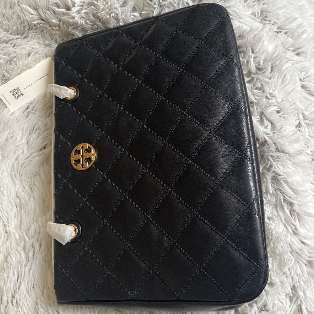 Tory Burch Black Willa Quilted Leather Tote